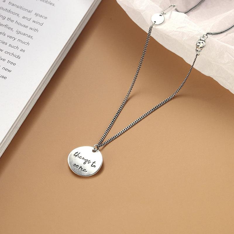Engraved English Ring Necklace Cold Style Clavicle Chain Men and Women's Cool Style