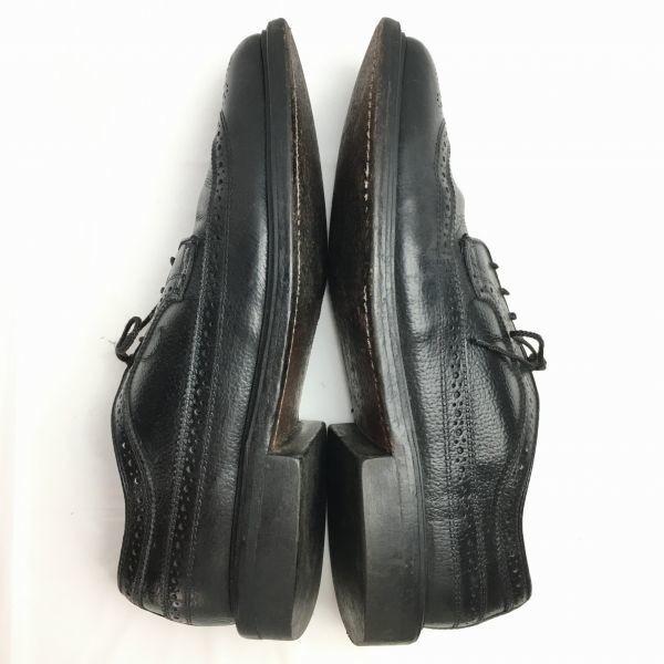 80s-90s Vintage USA Long Wingtip Business Shoes Size 9.5E 27.0-27.5 Black(USED)