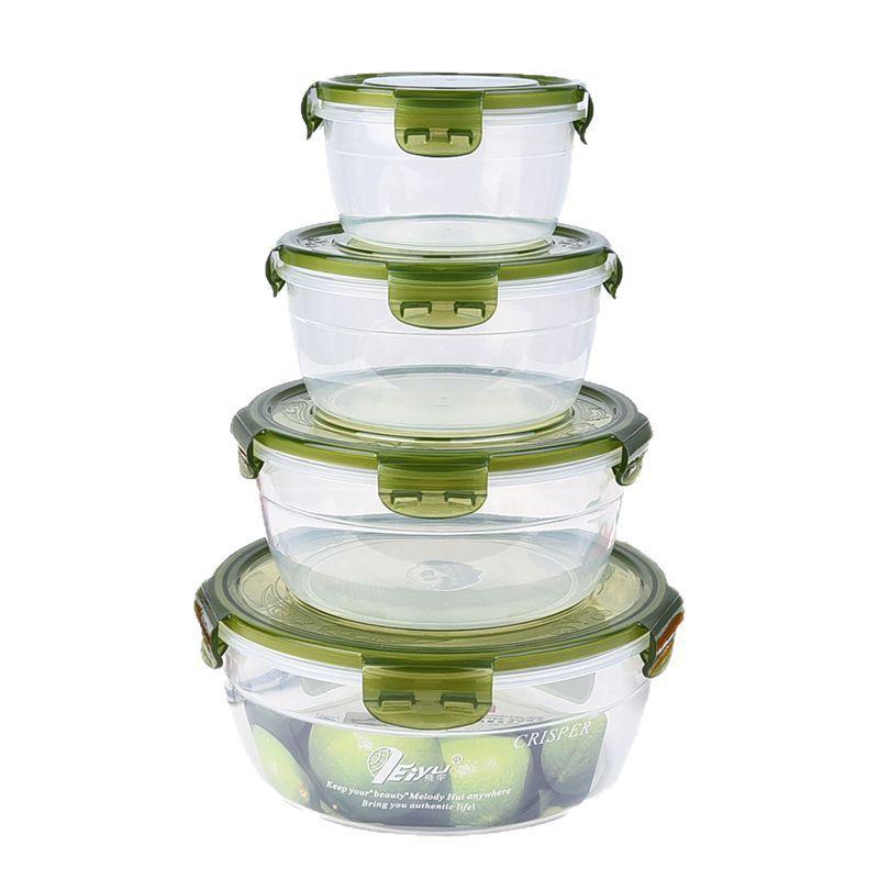 Round Plastic Bento Lunch Box Set - Microwave & Fridge Safe, Sealable Food Storage Containers