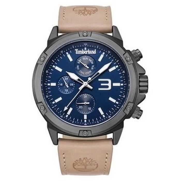 Montre - Timberland - TDWGF9002902 - Acier inoxydable - Cadran Bleu - Bracelet Cuir Beige
