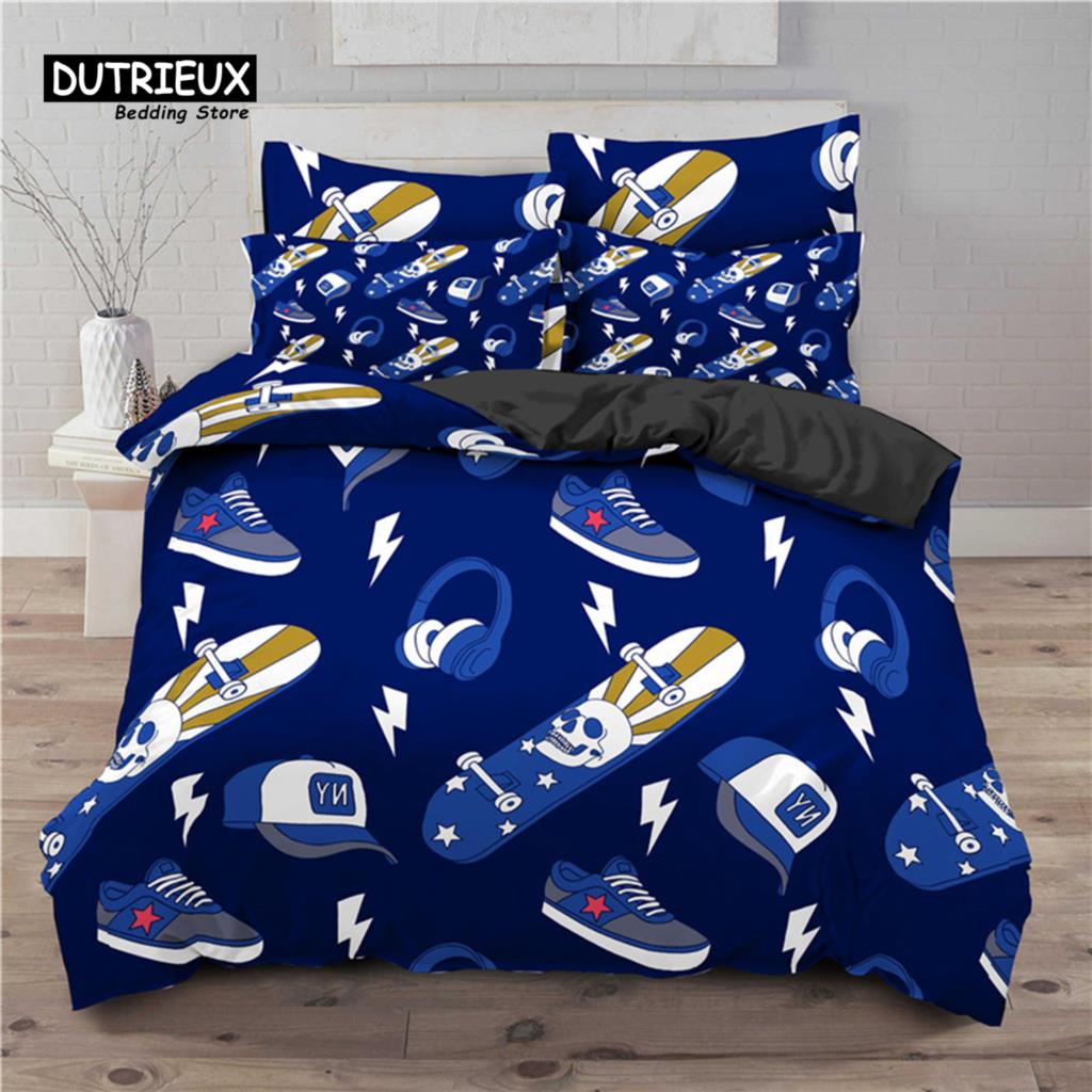 

Luxury 3D Skateboard Print Home Living Comfortable Duvet Cover Pillowcase Kid Bedding Set Queen and King EU/US/AU/UK Size EU single(135x200cm)