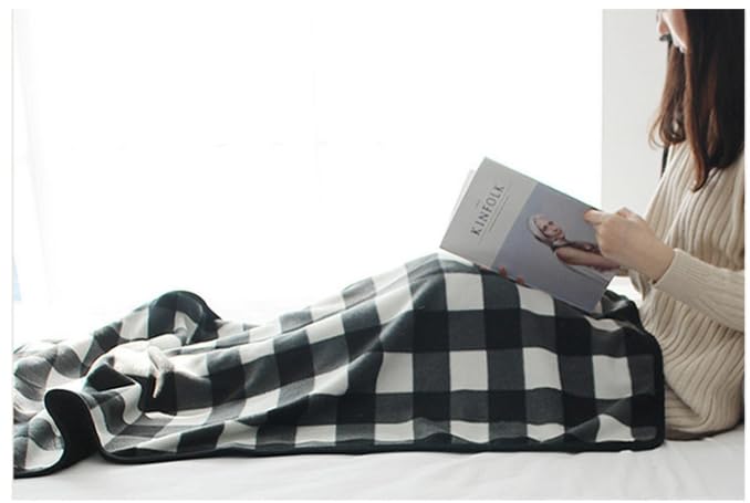 LeafIn Large Wearable Checked Warm to the Touch and Size 4-Way Blanket/Half Blanket, Buttoned, Thick, Warm, Pattern, Moisture-Wicking, Warm,