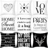 New Peach Skin Pillow Cover Black and White Letter Print Sofa Cushion Cover Office Cushion Cover