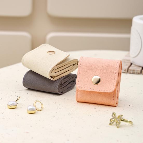 1/3Pcs Jewelry Storage Bag Earring Organizer Solid Color Mini Size Portable Foldable Travel Jewelry Organizer Case with Buckle