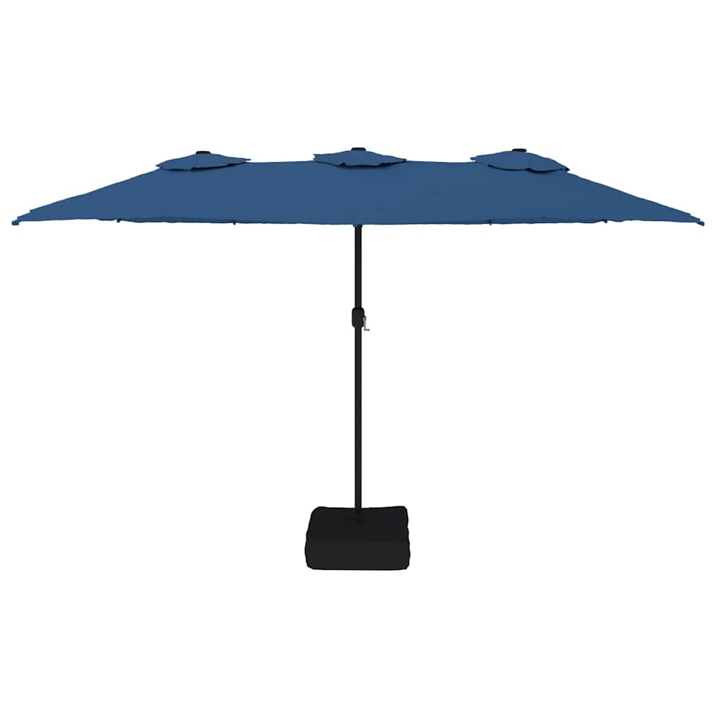 Double Sun Umbrella with LED Lights Azure Blue 449 X 265 Cm