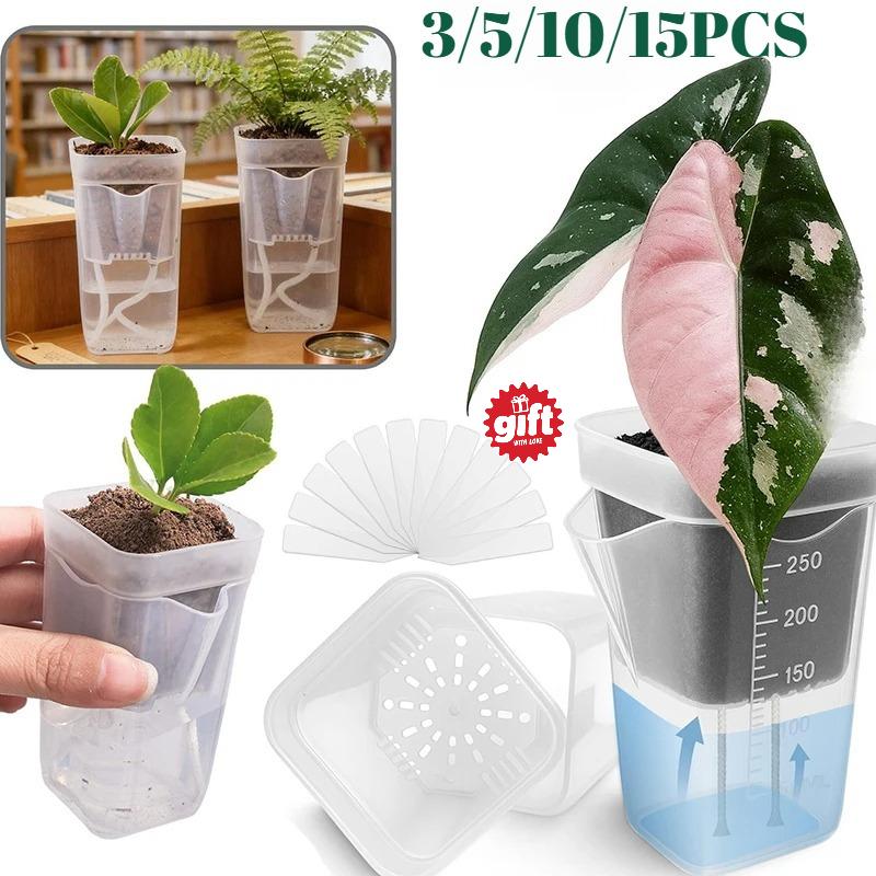 3/15PCS Self Watering Plant Pots, Translucent Plastic Planters with Drainage Holes, Mini Nursery Pots for Flower Seedlings & Indoor Gardening