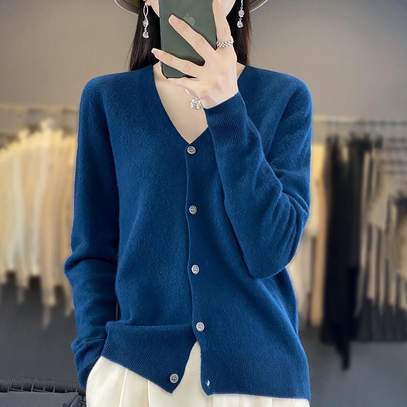 New V-neck Coat for Women In Autumn and Winter, Loose Knitted Sweater