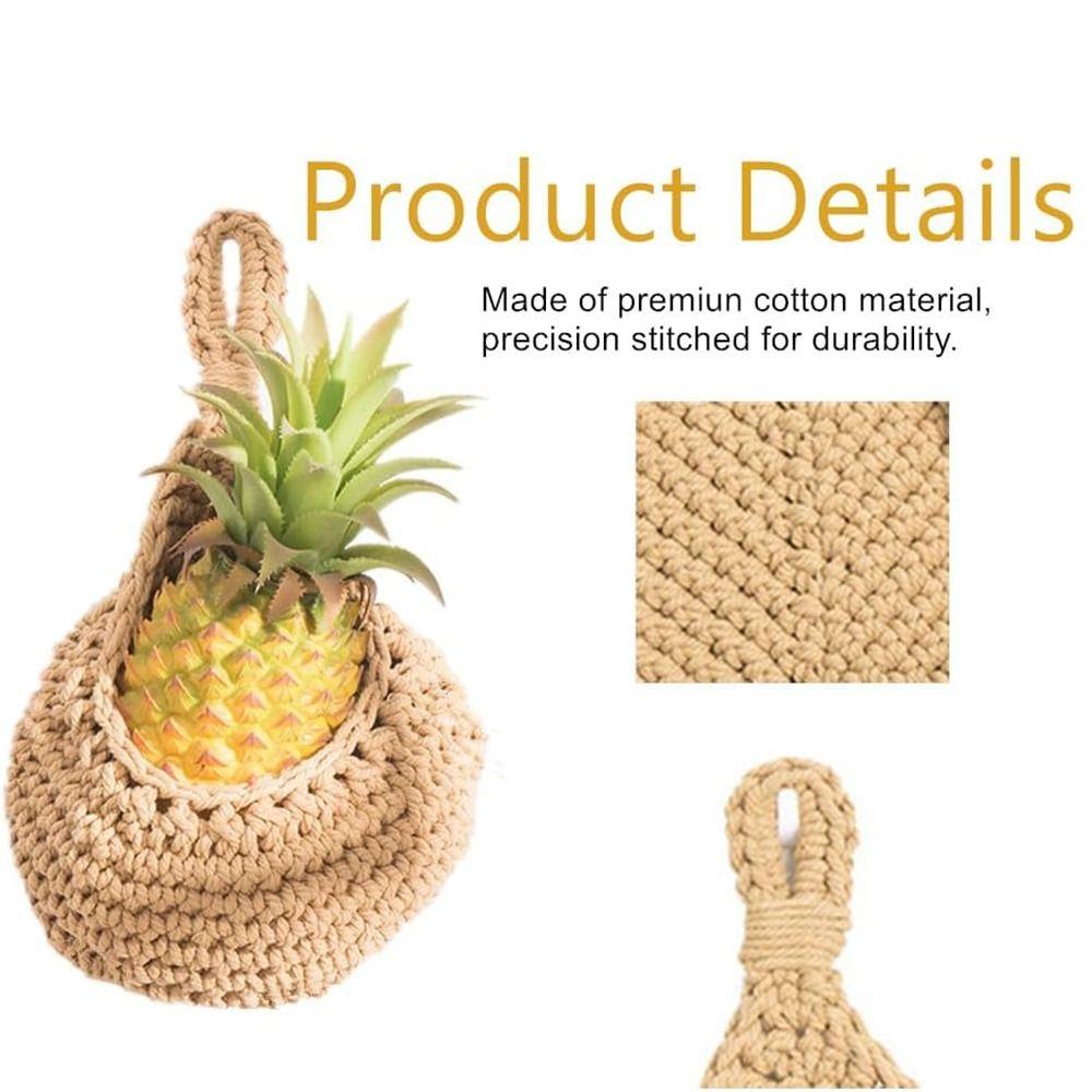 Cotton Rope Kitchen Storage Organizer Breathable Boho Onion Container Hanging Net Pocket  Potato