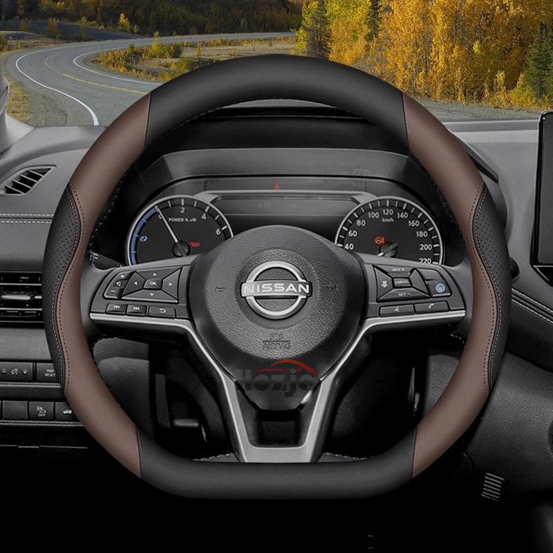 Leather Car Steering Wheel Cover for Nissan Qashqai J11 J10 J12 Tiida Juke F15 Navara D40 X-trail T30 T31 T32 T33 Pathfinder R51