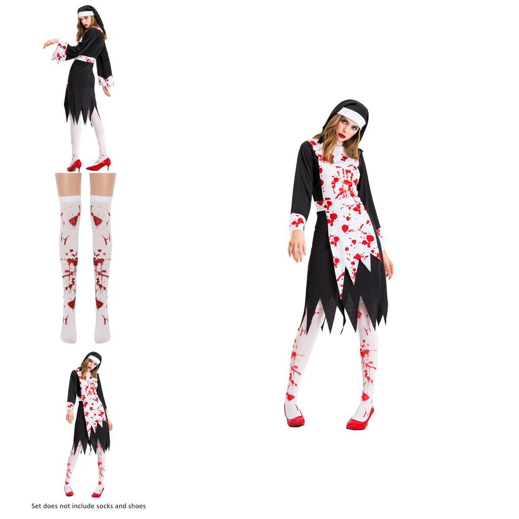 Scary Halloween Horror Nun Ghost Cosplay Costume For Women