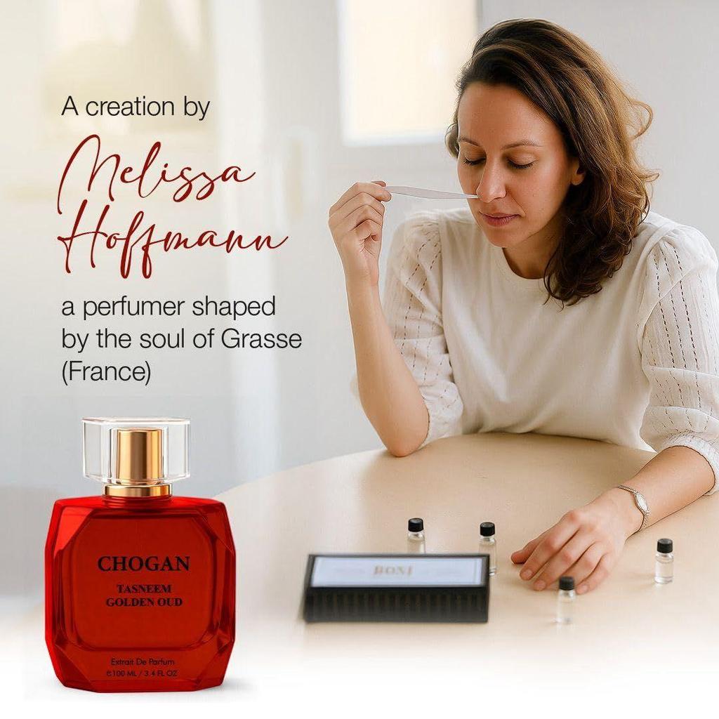 CHOGAN TASNEEM GOLDEN OUD Extrait De Parfum – Sweet Floral & Ambery Scent with Rosaceous Patchouli & Deep Woody Base |