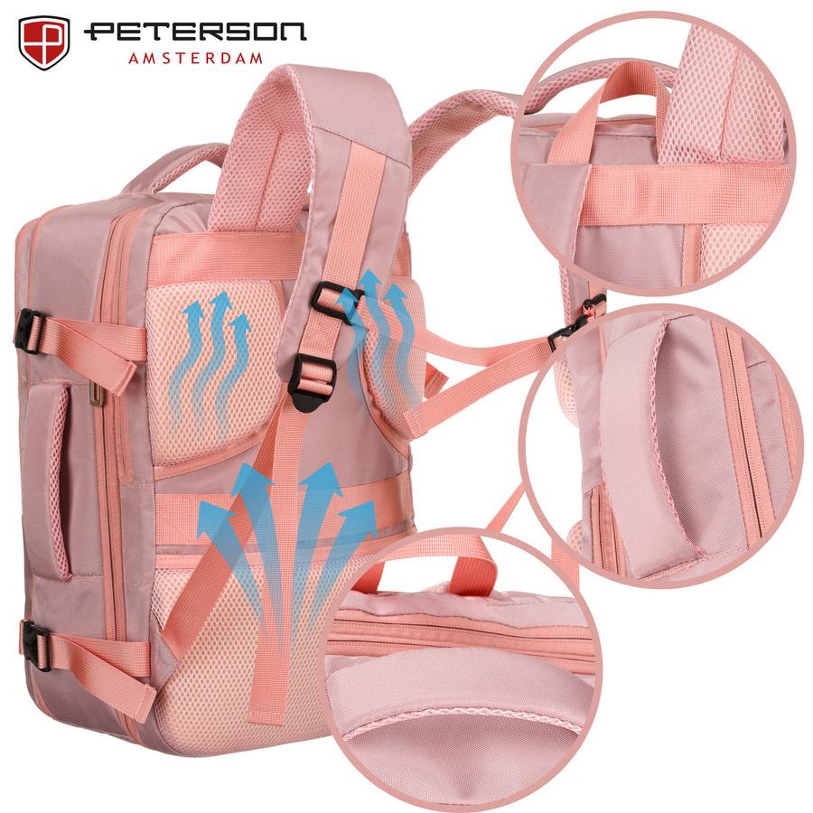 Backpack with a Laptop Compartment Made of Cordura In Pink, Hung On Adjustable Straps - Peterson