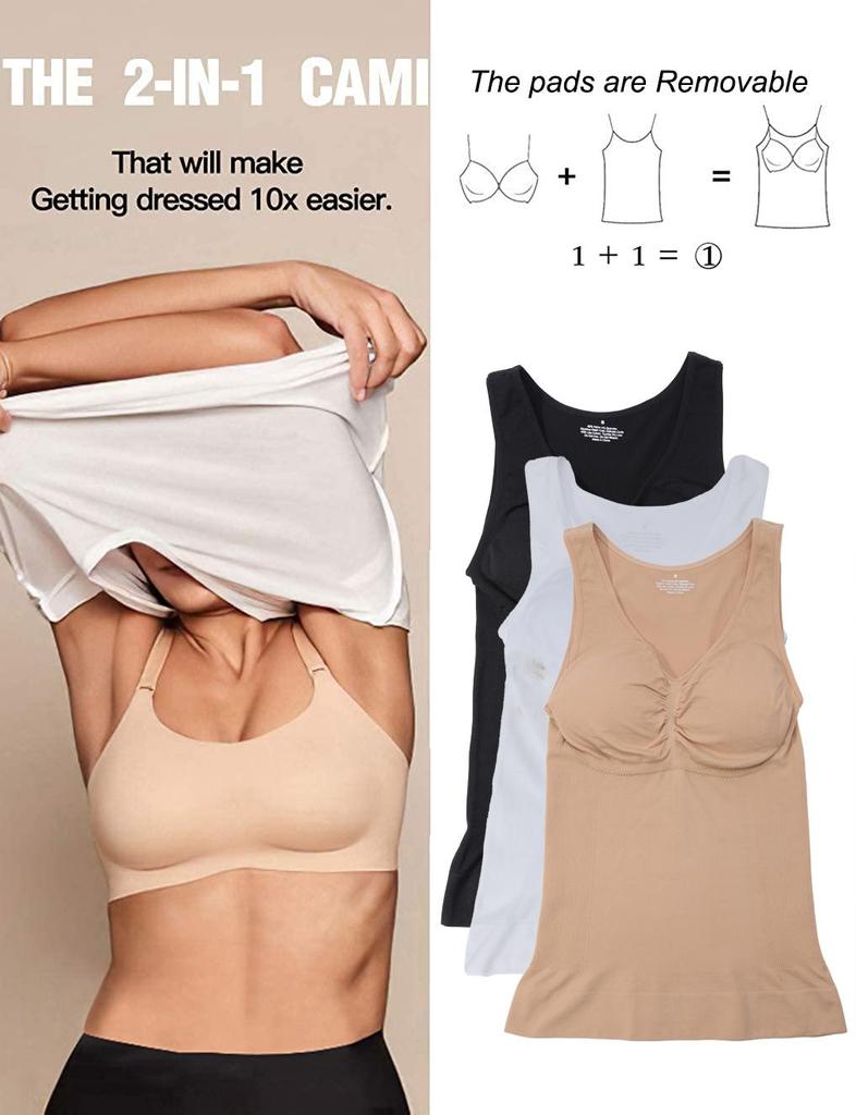 Women's Shapewear Camisole with Shelf Built In Bra Tummy Control Extra Compression Body Shaper Weight Loss Tank Tops Slimming Underwear
