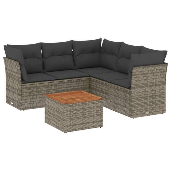 VidaXL Garden Lounge Set 6 Pcs with Grey Cushions Wicker 3223638