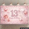 Sfondo Fotografico Diamante Rosa 2D per il 13° Compleanno Decorazione in Tessuto per Feste di Ragazze