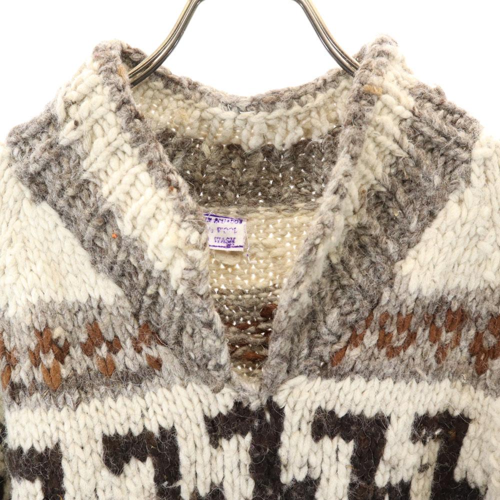 OLD 90s Wool Overall Handle Knit Parker Gray Pullover Sweater Men's Used