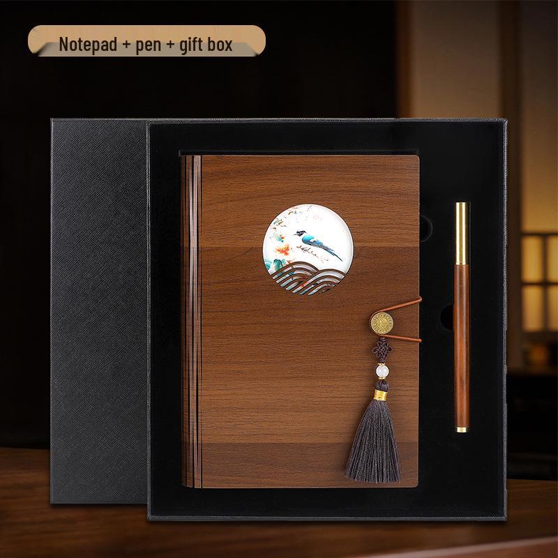 Premium Wooden Notebook Gift Set: Customizable Journal with Logo for Business Souvenir