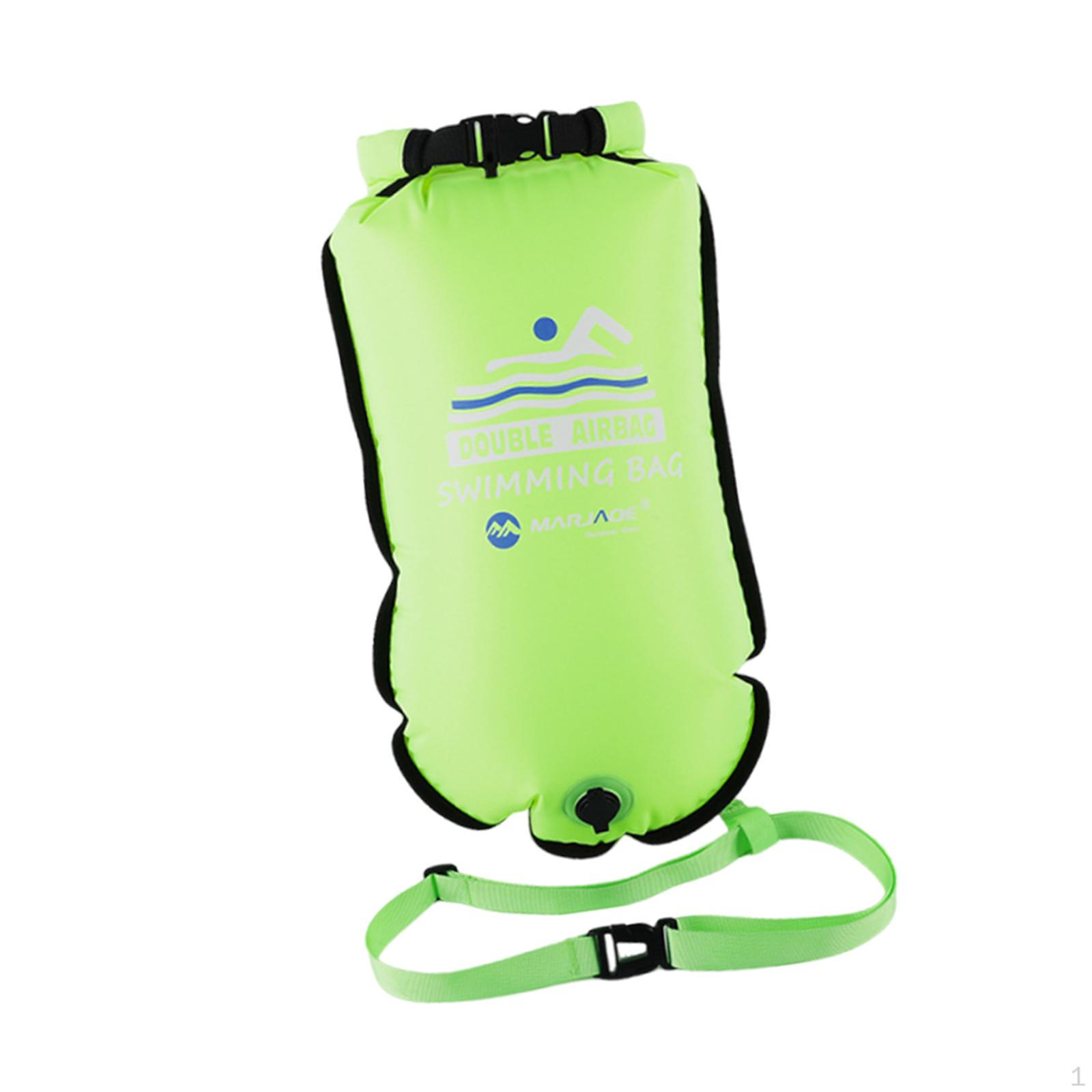 

Swim Buoy Float and Drybag PVC Highly Visible for Canoes Boaters Kayaking Green 36 x70 cm