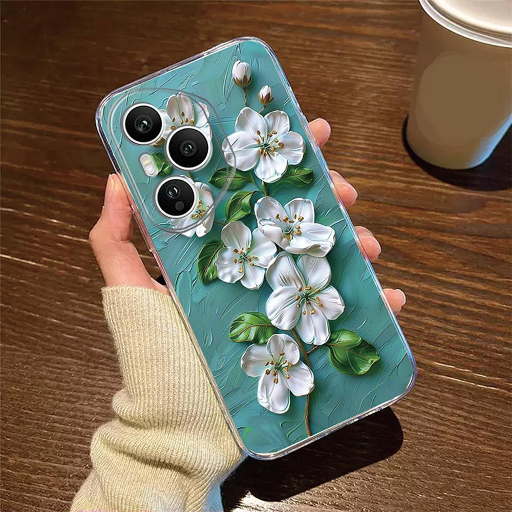 Couple Rose Flower Phone Case For Honor 400 Lite 200 Pro 90 Smart 70 X7 Oil Painting Clear Transparent Soft Cover Honor 400Pro