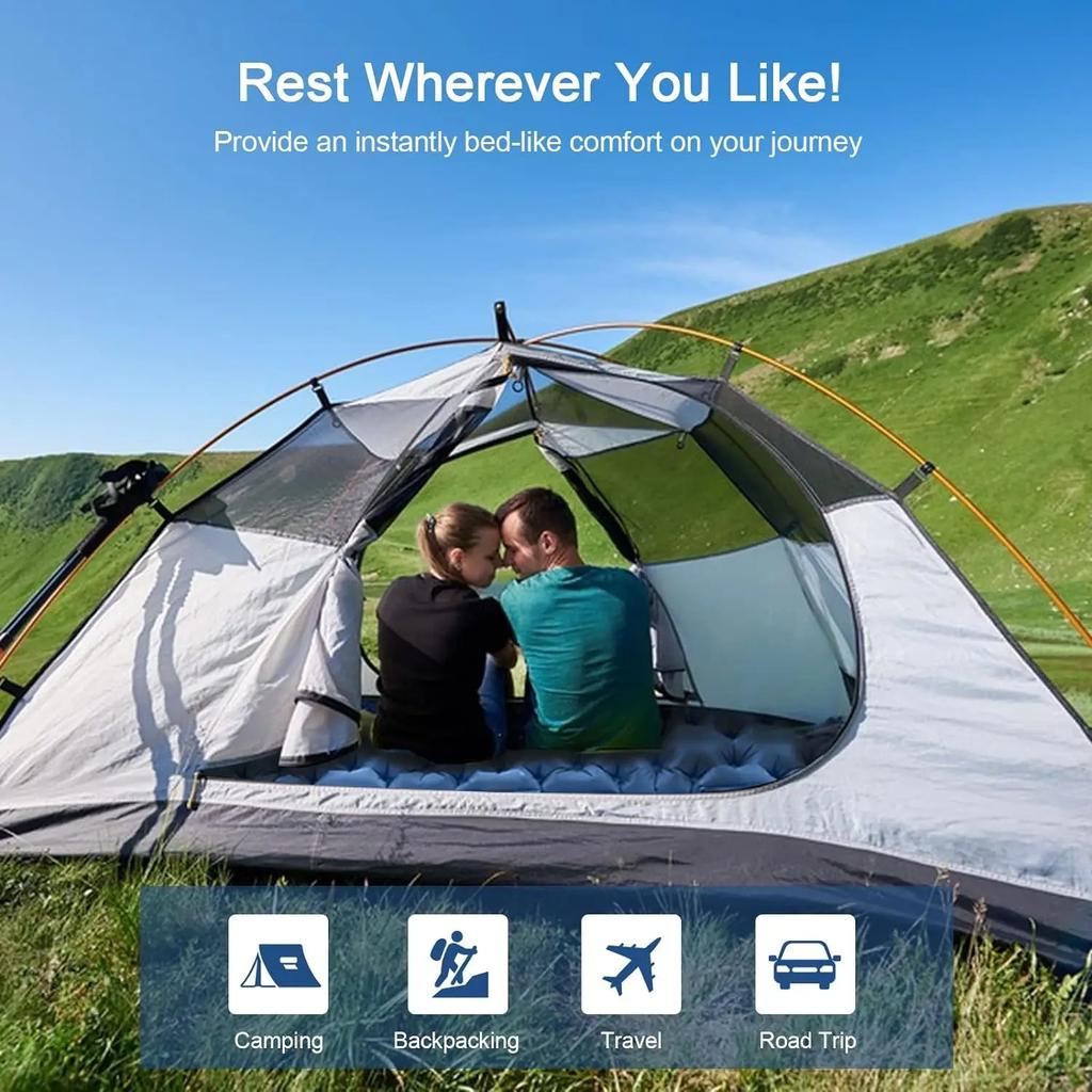 Inflatable Camping Mats Outdoor Portable Inflatable Mat Built-in Pump Sleeping Mat Hike Waterproof Folding Sleeping Mat