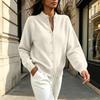 Women's Zip-Up Neck Knit Cardigan Color Loose Fit Slouchy Versatile Sweater Top
