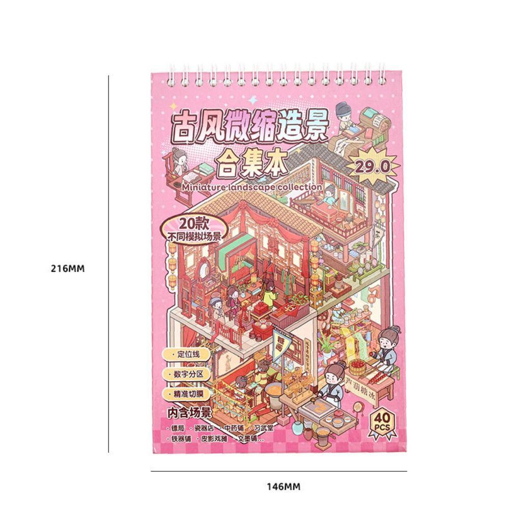 20 Scenes Landscape Sticker Book Stress‑relief DIY Cabin Scene Sticker  Children Gift