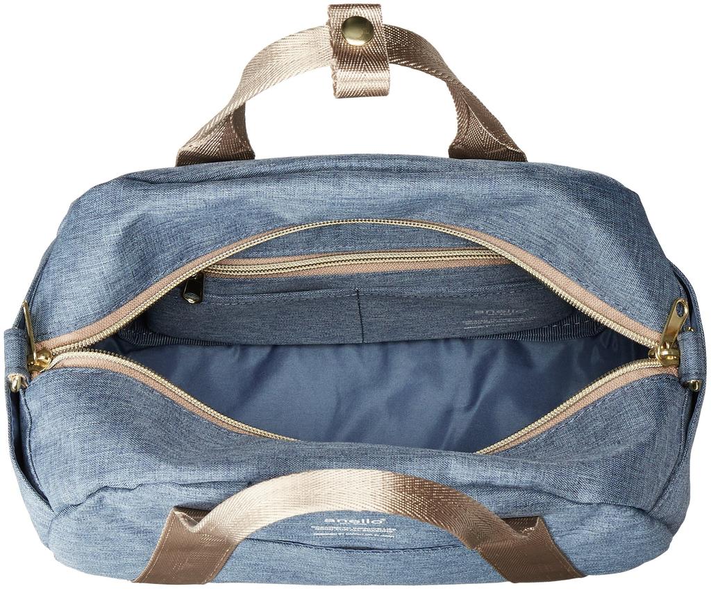 2WAY Mini Boston Shoulder Bag 10 Pockets CHUBBY Denim Blue [Anello] AT-C1835 Women's