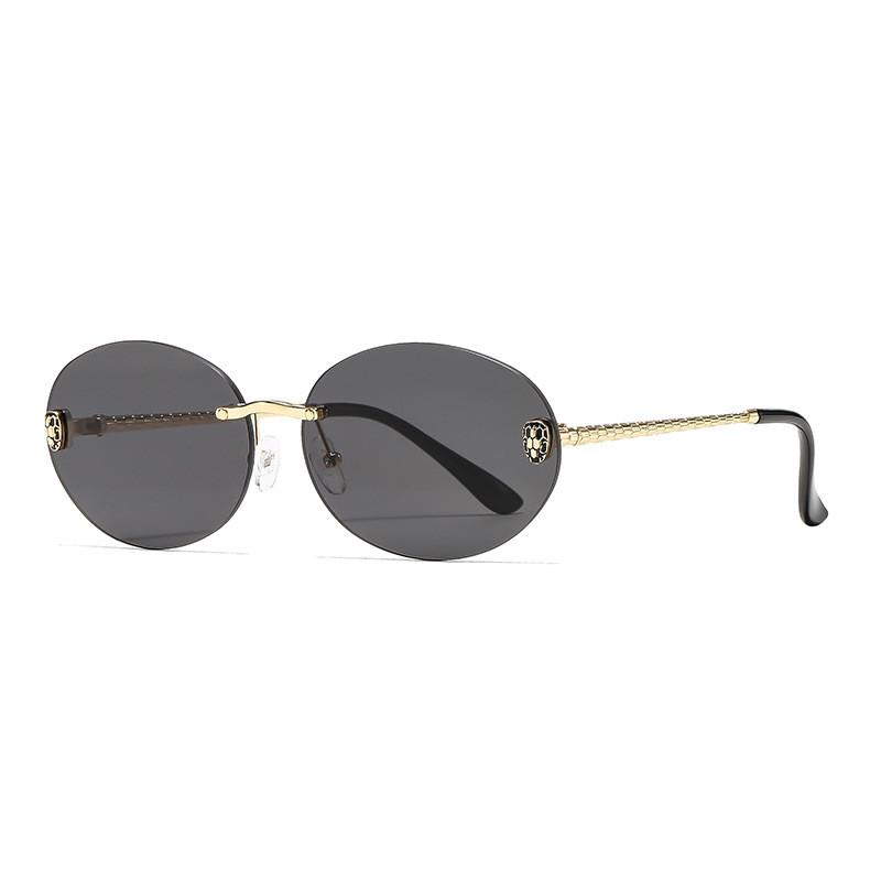Elliptical Fashion Sunglasses For Women With Uv400 Protection For Outdoor Sports Gold Gray