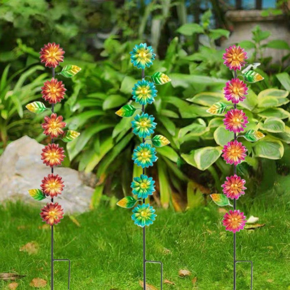 3pcs Landscape Decoration Metal Decorative Garden Stakes Creative Plant Shaped Flower Ground Stake Art Garden Pile Patios