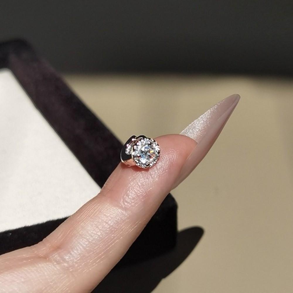 Silver Color Synthetic Zirconia Earrings Adjustable Jewelry Elegant Zircon Hoop Earrings  Wedding