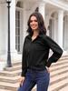 Women's Solid Color Stand Collar Loose Long Sleeve Button-Up Shirt