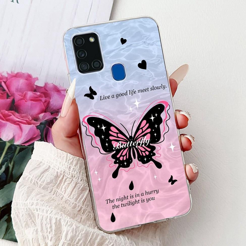 For Samsung A21s Case Cover Clear Fashion Luxury Cute Painted Back Cover For Samsung Galaxy A21s Phone Case A217F A217M A217N