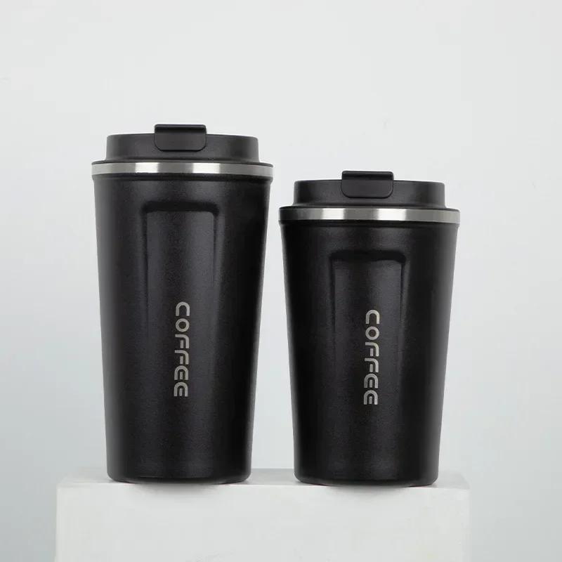 

Double Stainless Steel Car Thermos Mug Coffee Mug Thermo Cafe 380/500ML for Tea Water Coffee Leak_Proof Travel Thermo Cup Black 380ml чёрный