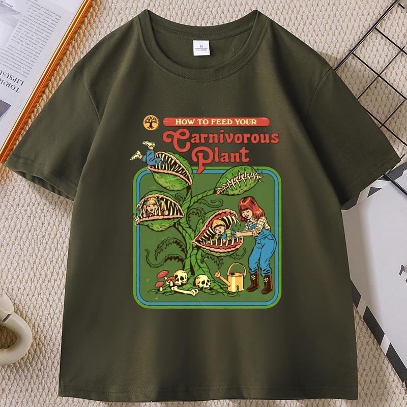 Earnivorous Plant Graphic TShirts Unisex Women Vintage Breathable Cotton Casual T Shirt Soft Comfortable O Neck Short Sleeve Tee