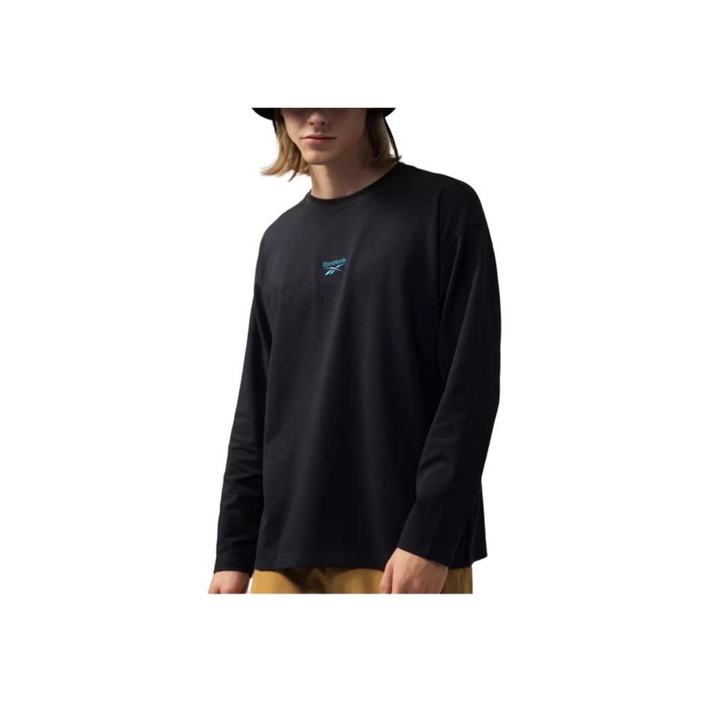 Reebok Fashion Retro Loose Moisture-Wicking Breathable Simple Long Sleeve T-Shirt Unisex Tops Black 24FRM503UGH0