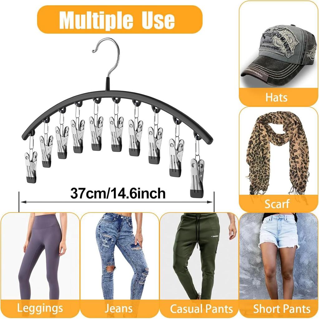 1/2/3PCS  Legging Organizer for Closet, Pants Hangers With10 Clips Holds Space Saving Hanging Closet Organizer