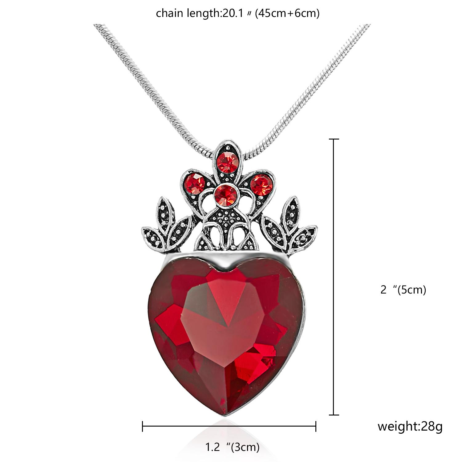 Charm Red Love Heart Crystal Pendant Necklace Classic Luxury Zircon Heart Forever Necklace For Women Fashion Wedding Jewelry