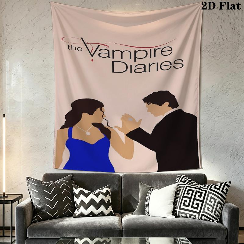 The Vampire Diaries Wall Tapestry Aesthetic Wall Hanging Printed Fabric Blanket Decorative Tapestries for Bedroom Living Room Home Decor