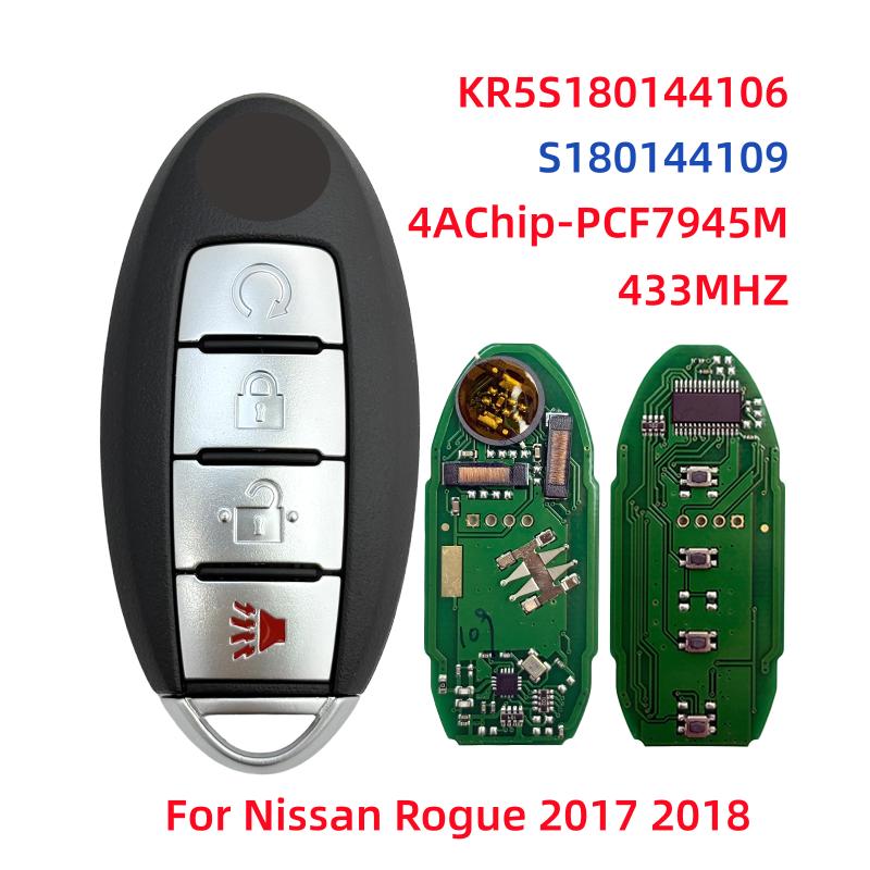 S180144105 S180144106 S180144109 S180144110 KR5S180144106 Smart Key Fob 433MHz 4A Chip For Nissan Rogue X-Trail 2014-2021