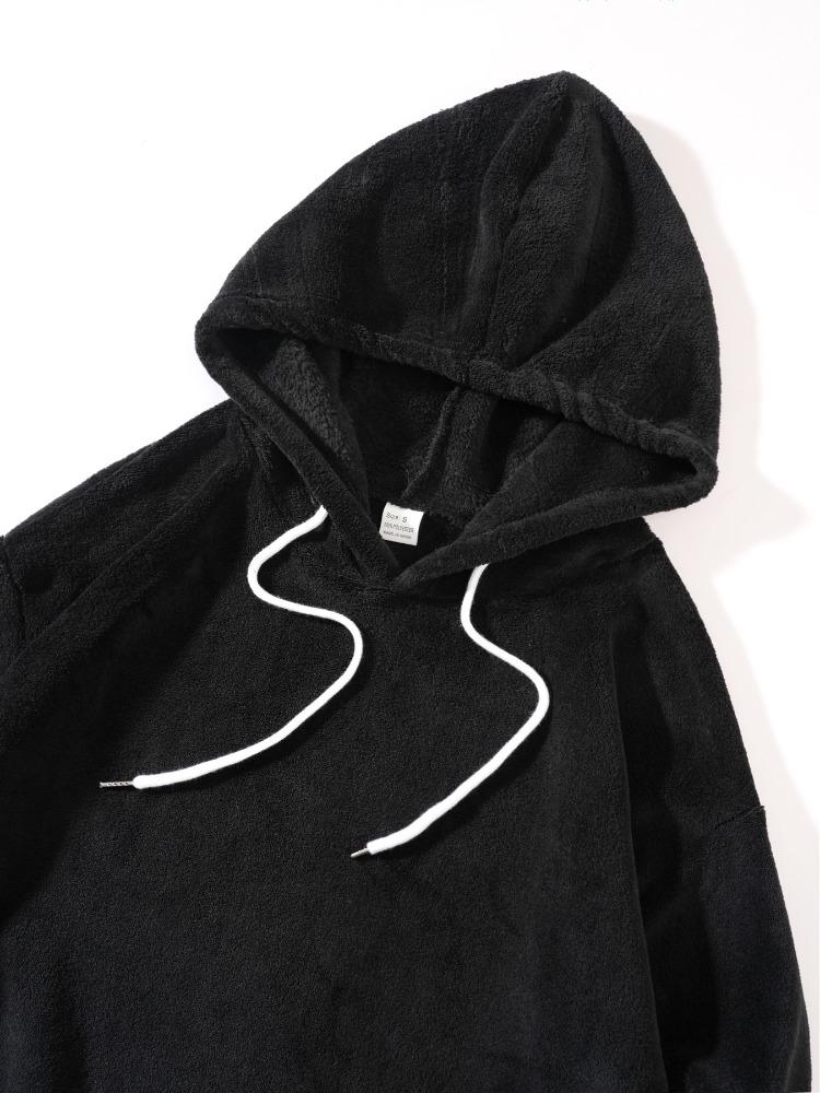 Autumn Winter Large Size Hooded Men's Casual Personality Fashion Sweater Coral Velvet Sweater Men's Comfortable Fit Skin-friendly Breathable Tops
