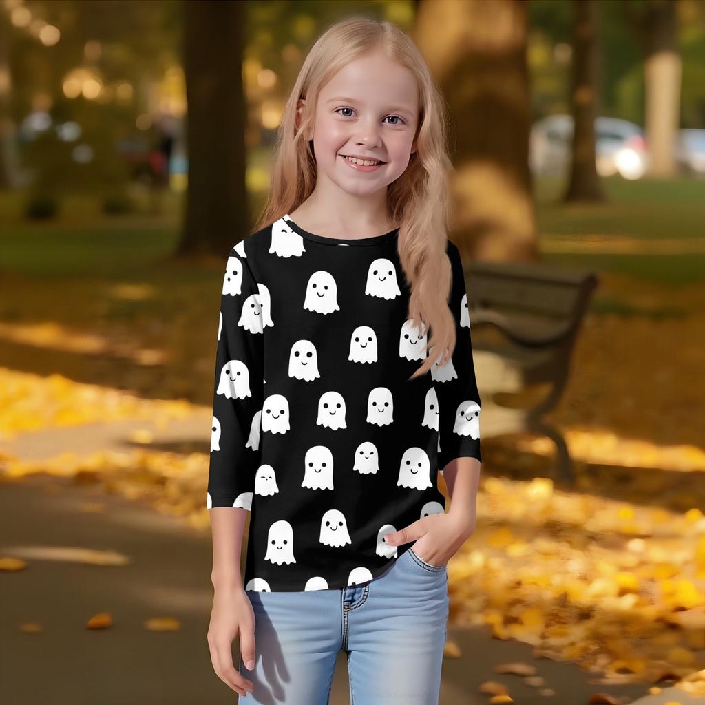 Children's 3/4 Sleeves Printed O-neck Top Everyday Casual T-shirt