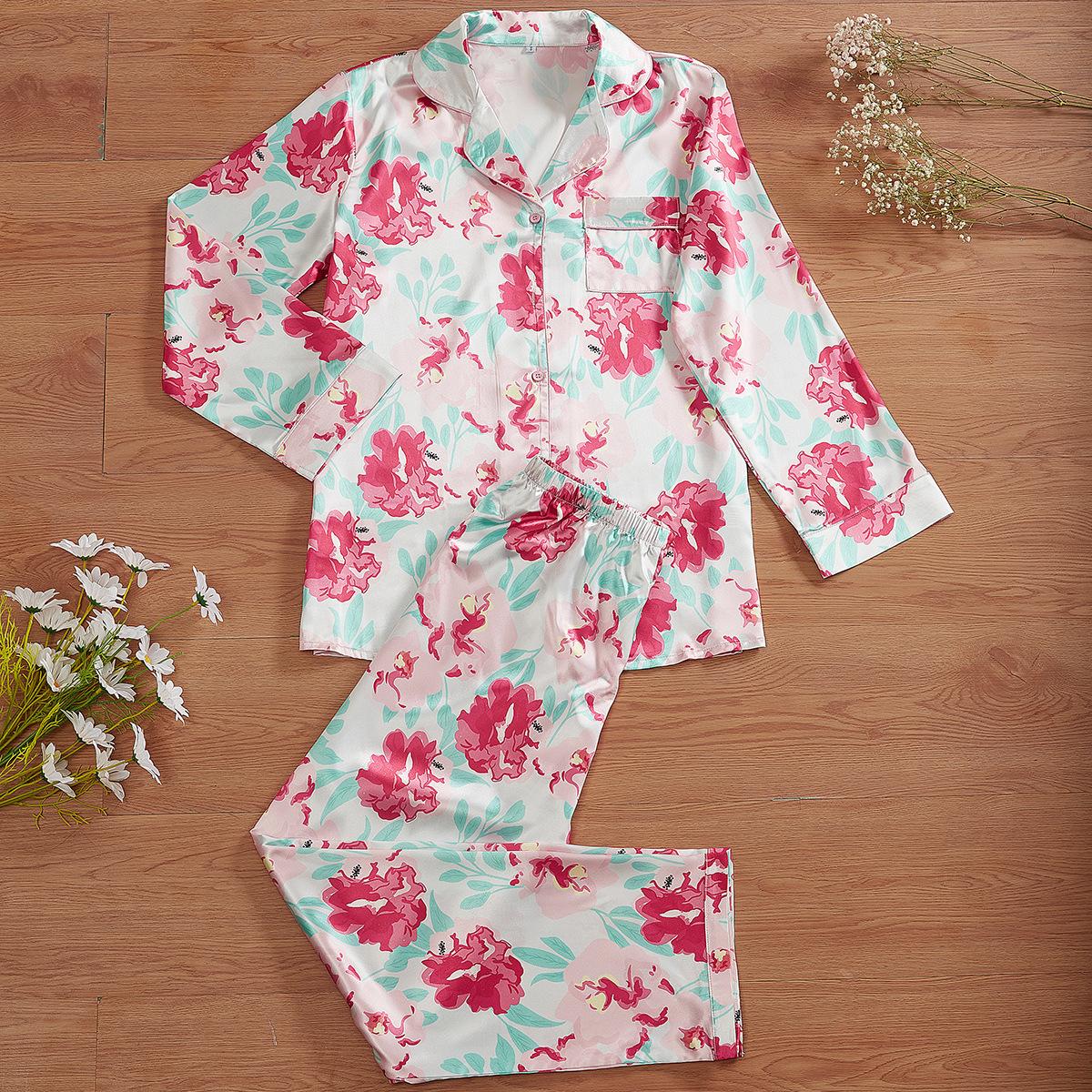 

European and American new sleepwea home comfort printing two-piece set S