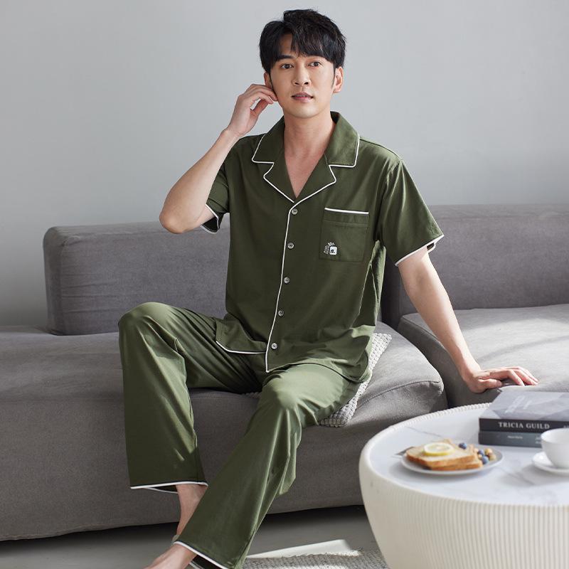 

Летние хлопковые брюки с короткими рукавами, мужские тонкие кардиганы, хлопковая домашняя одежда большого размера, пижамы