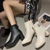 White High-heeled Short Boots Women's Autumn and Winter Square Toe Women Ankle Boots 2024 New Fashion Chelsea Boot for Woman