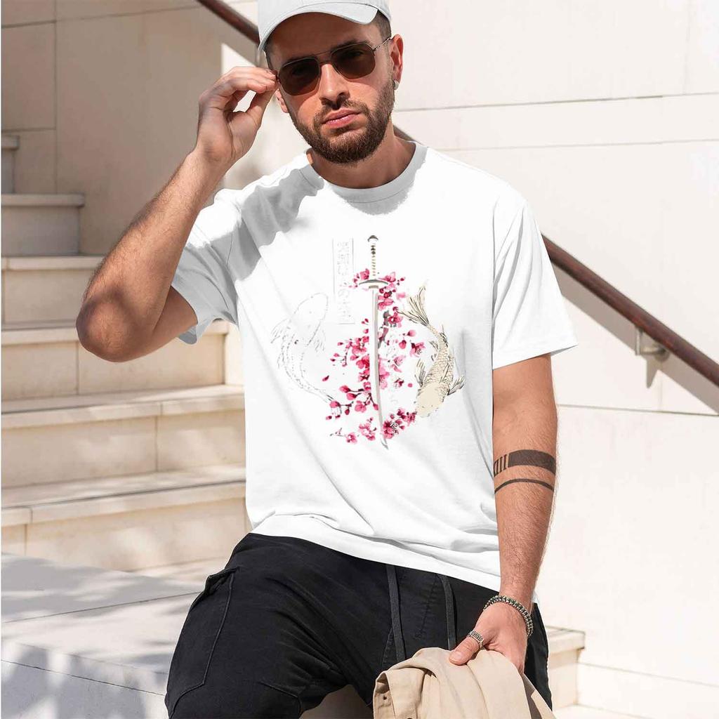 Japanese Blossom Print Unisex Unisext Tshirt Summer Autumn Daily Outor Sports Casual Loose Street Shortsleeve 2026 New Model