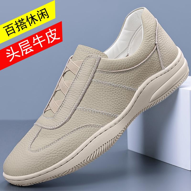 

New Shoes for Men Genuine Leather Casual Shoes Fashion Sport Style Leisure Shoes Youth Slip-on Sneaker 44 серый