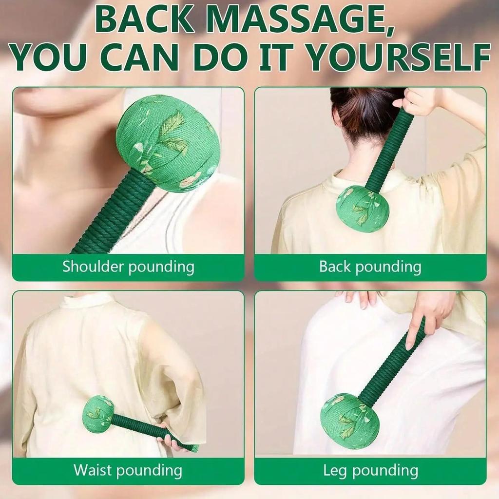 Long Handle Wormwood Massage Hammer - Manual Body Relaxation Tool for Muscle Relief & Wellness