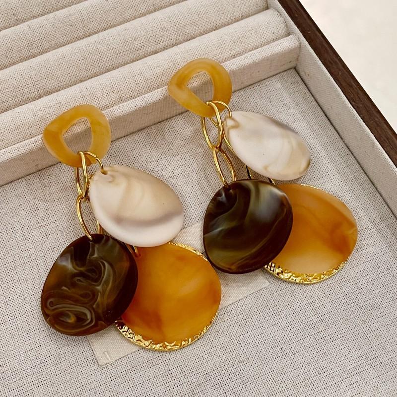 Natural tiger's eye stone series stud earrings for women Maillard exquisite retro earrings niche light luxury high-end temperament earrings