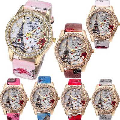 Moderne Damen-Eiffelturm-Uhr mit Herzmuster, Quarz-Armbanduhr, Schmuckstück, Geschenk