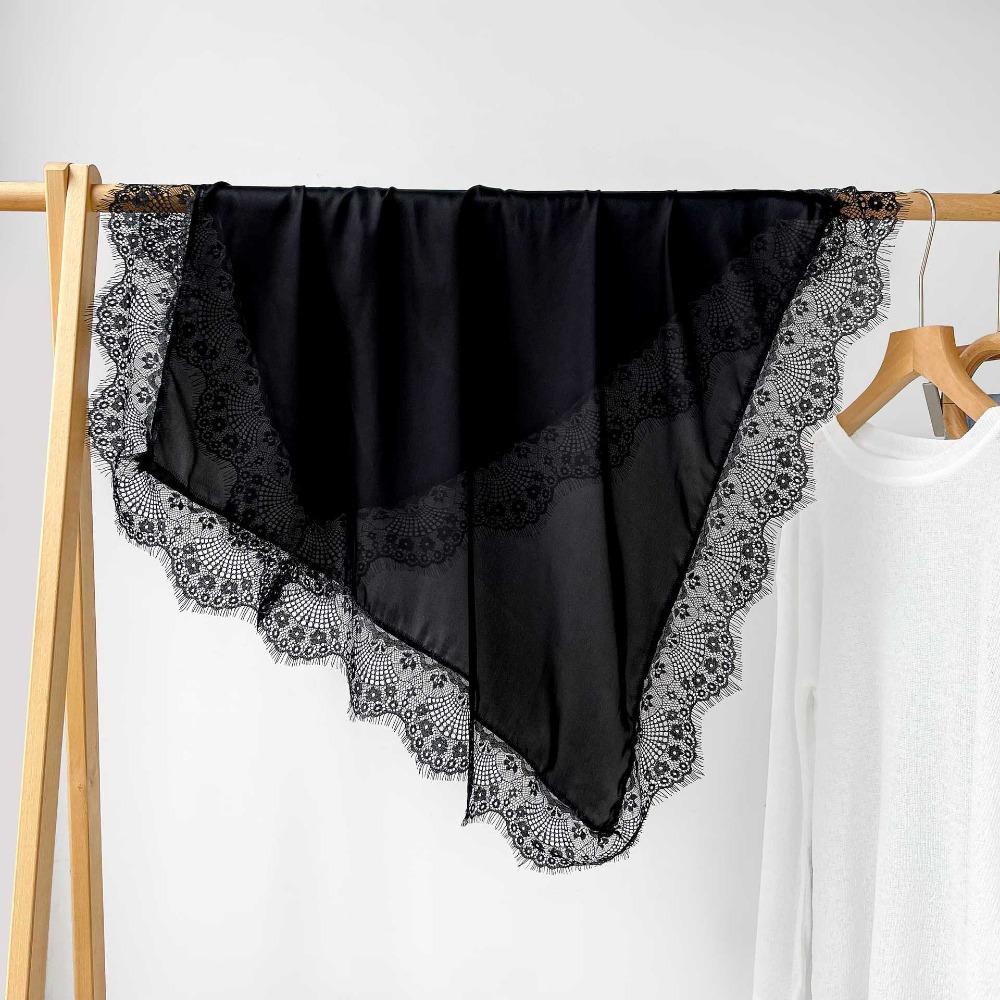 Lace Trim Shawls Solid Color Wraps Fashion Square Scarf Beach